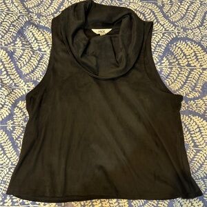 Jack by BB Dakota Women's Black Suede Cowl Neck Sleeveless Top